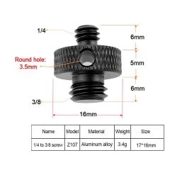 Double Head Screw 1/4 Inch male to 3/8 inch with Hole Z107