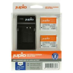 Jupio 2x Olympus Li-90B Batteries + USB Single Charger
