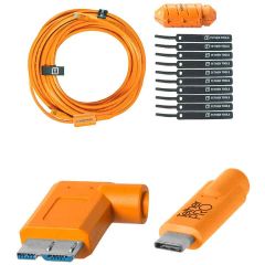 Tether Tools Tetherboost Pro USB-C to USB-3.0 Right Angle Micro B 9.4m Cable Kit 31.CUC31RB-ORG
