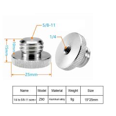 Adapter Screw 5/8-11 inch Male to 1/4 inch Female