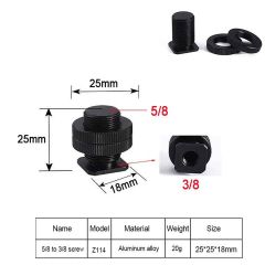 Hot Shoe Adapter Screw 3/8 inch female to 5/8 inch male Z114