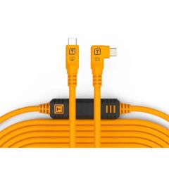 Tether Pro 9.4m USB-C/USB-C Straight To Right Orange