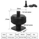 Hot Shoe Adapter to 27mm 3/8th base 1/4 inch Male Screw