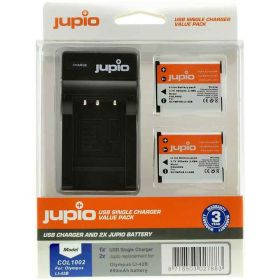 Jupio 2x Olympus Li-40B Batteries + USB Charger